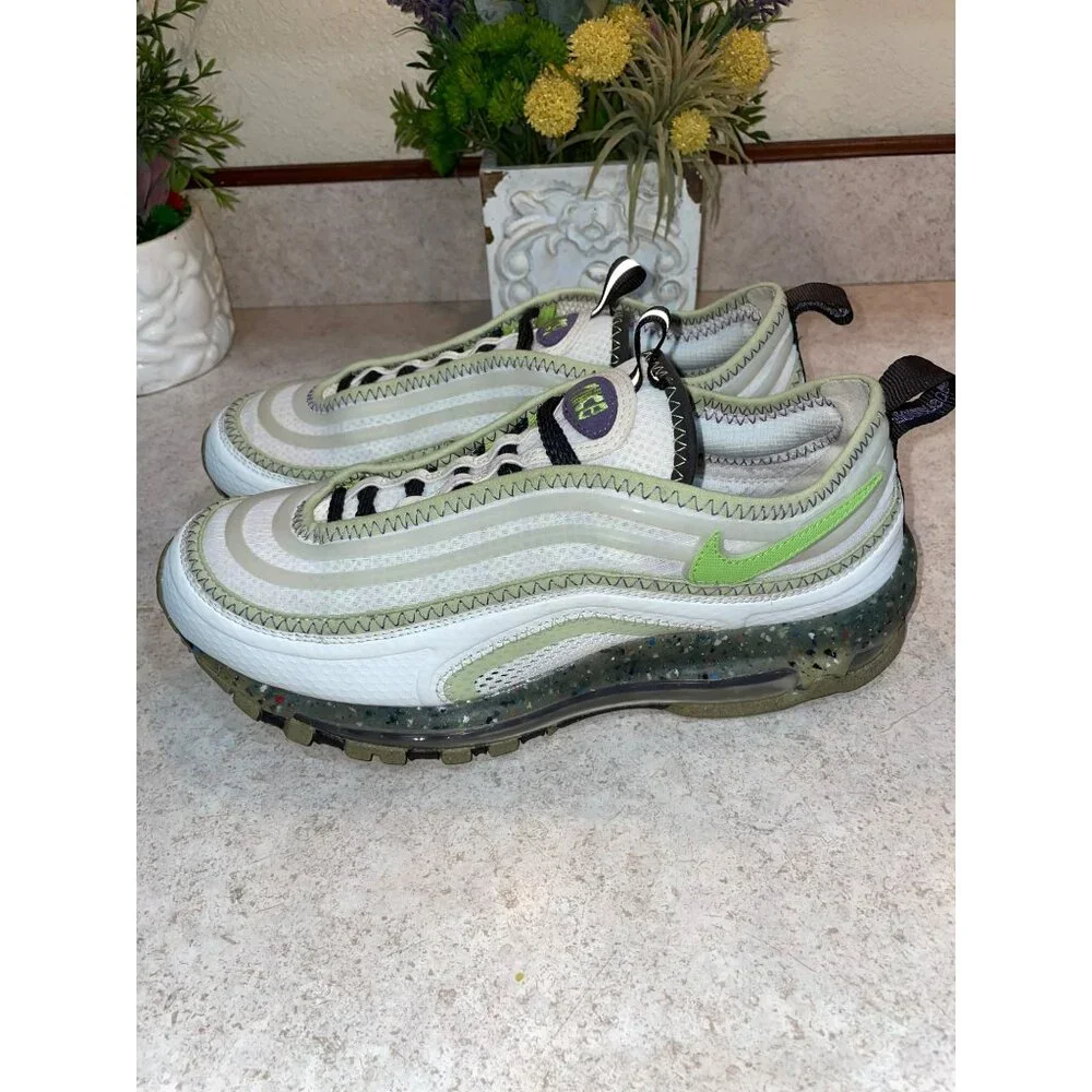 Nike Air Max 97 Crater Foam Sneakers Athletic Shoes Womens Size 8 Green & White